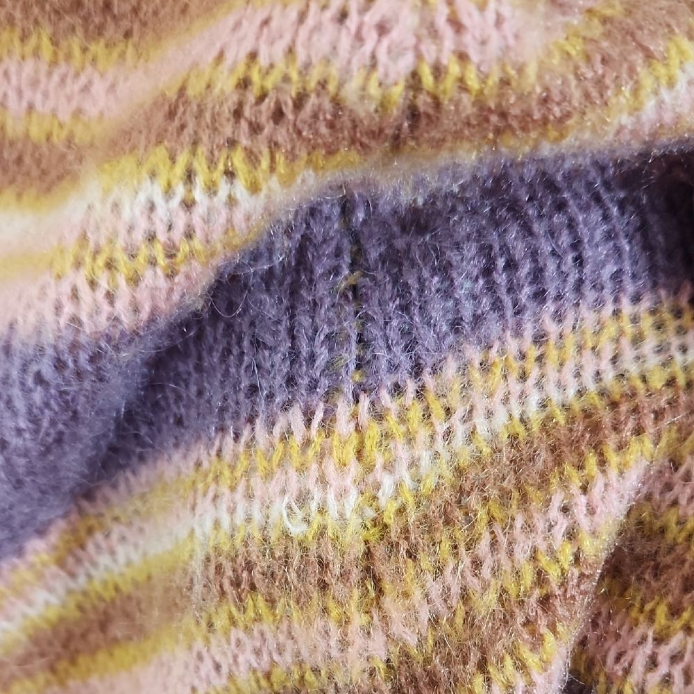 Sundance pink and Yellow Striped Crew Neck Mohair Wool Tunic Sweater Size S - Picture 4 of 6